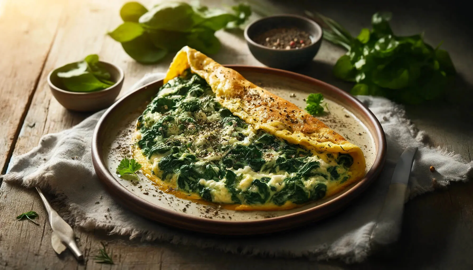 Ispanaklı Peynirli Omlet Tarifi